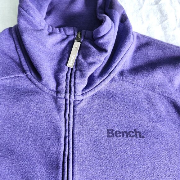 Bench Sweater Jacket Women's Mock Neck Purple Zipper Close Pockets - Picture 3 of 8